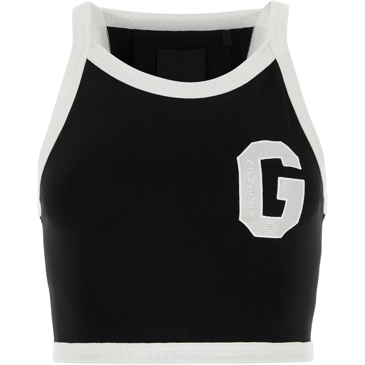 (Women) Givenchy SS23  Cropped Tank Top with Logo Ribbed Crewneck Black BW70C83YD5-004