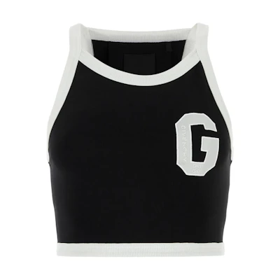 (Women) Givenchy SS23 Cropped Tank Top with Logo Ribbed Crewneck Black BW70C83YD5-004