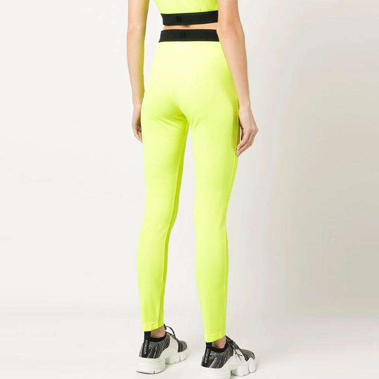 Shop (Women) Givenchy SS23  Mid-Rise Contrast Waist Leggings Green BW50TK30SA-734