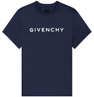 (Women) GIVENCHY SS23 Navy Blue Logo Print Casual Short Sleeve T-Shirt. BW707Z3YAC-499 (Women) GIVENCHY SS23 Navy Blue Logo Print Casual Short Sleeve T-Shirt. BW707Z3YAC-499