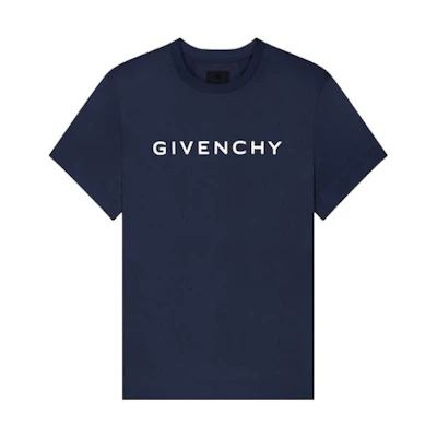 (Women) GIVENCHY SS23 Navy Blue Logo Print Casual Short Sleeve T-Shirt. BW707Z3YAC-499