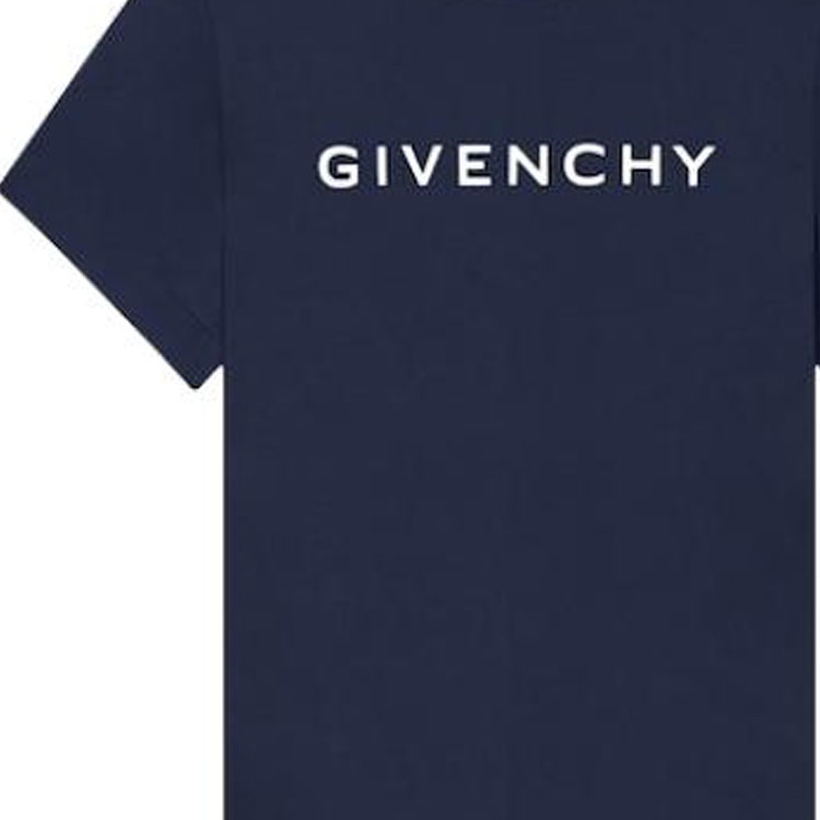 Details for (W) ジバンシィ SS23 ネイビーブルーロゴプリント カジュアル半袖Tシャツ. BW707Z3YAC-499