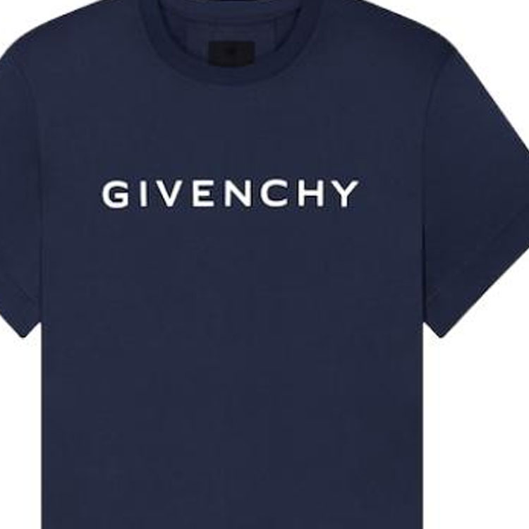 Sizing (W) ジバンシィ SS23 ネイビーブルーロゴプリント カジュアル半袖Tシャツ. BW707Z3YAC-499