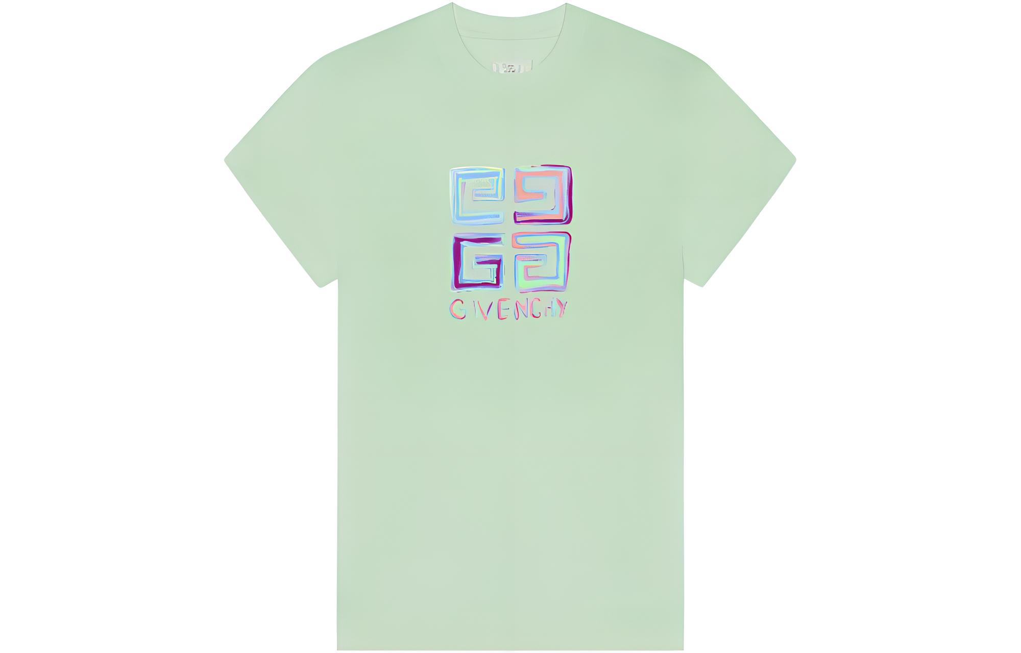 (Women) Givenchy SS23  Solid Color Printed Slim Fit Green T-Shirt. BW70AS3YCU-340