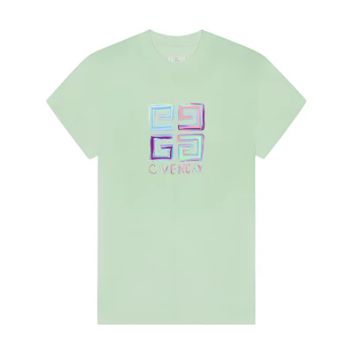 (Women) Givenchy SS23 Solid Color Printed Slim Fit Green T-Shirt. BW70AS3YCU-340