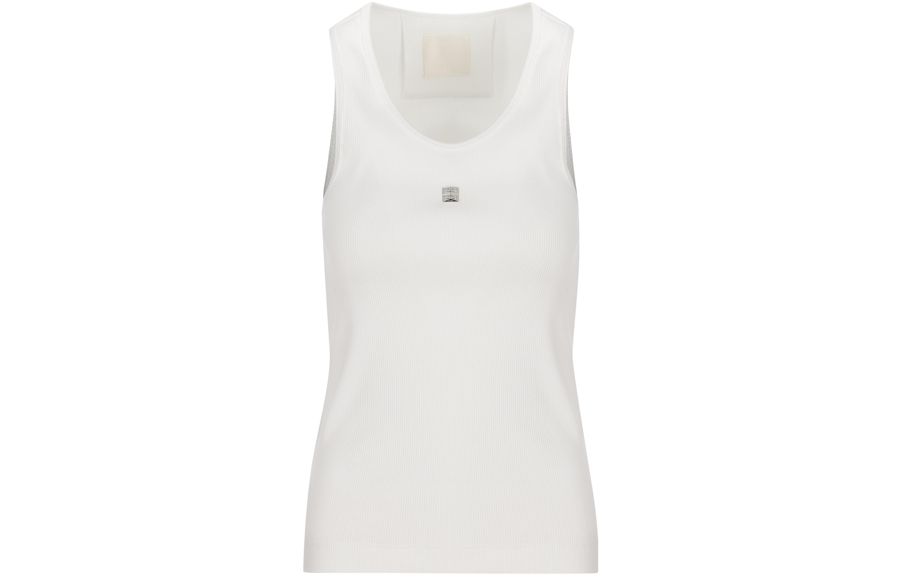 (Women) GIVENCHY SS23  White 4G Solid Metal Slim Casual Tank Top. BW70CH30ZL-100
