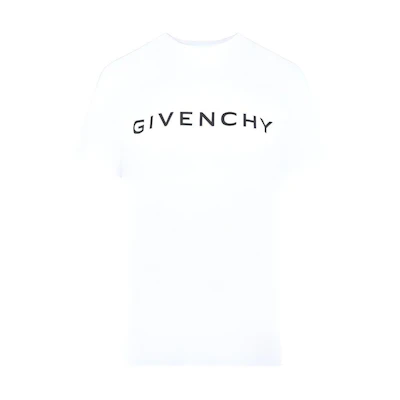 (Women) Givenchy SS23 White Logo Print Short Sleeve Casual T-Shirt. BW707Z3YAC-100