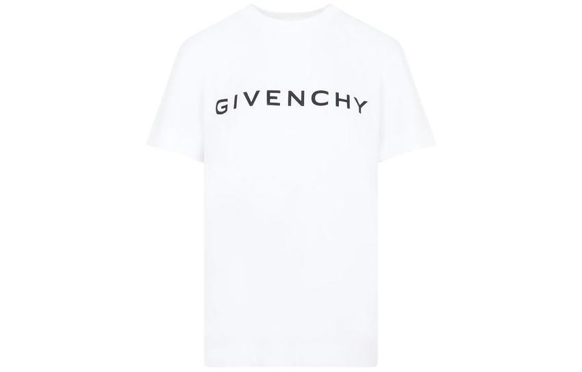 Order (Women) Givenchy SS23  White Logo Print Short Sleeve Casual T-Shirt. BW707Z3YAC-100