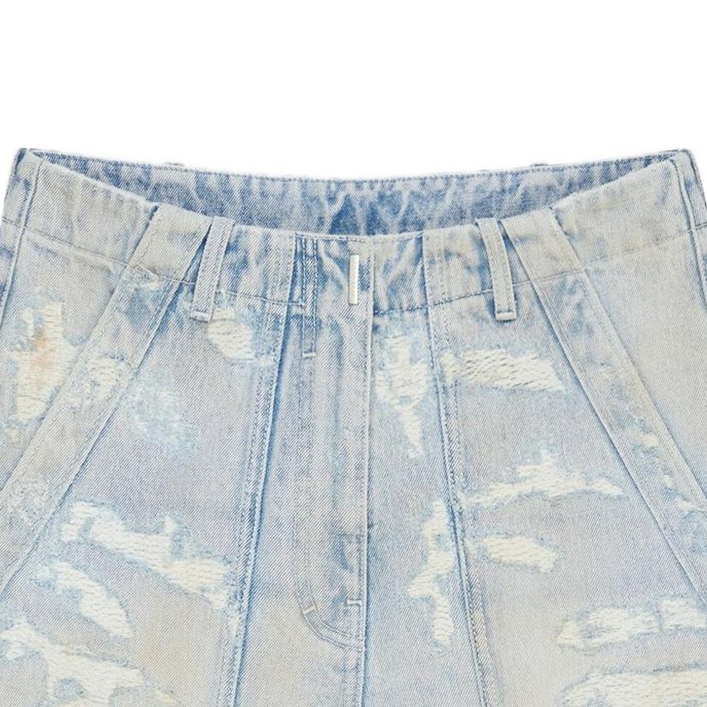 Details for (W) ジバンシィ SS23 ディストレスト リップド デニムショーツ レディース ブルー. BW50YT5Y4N-452