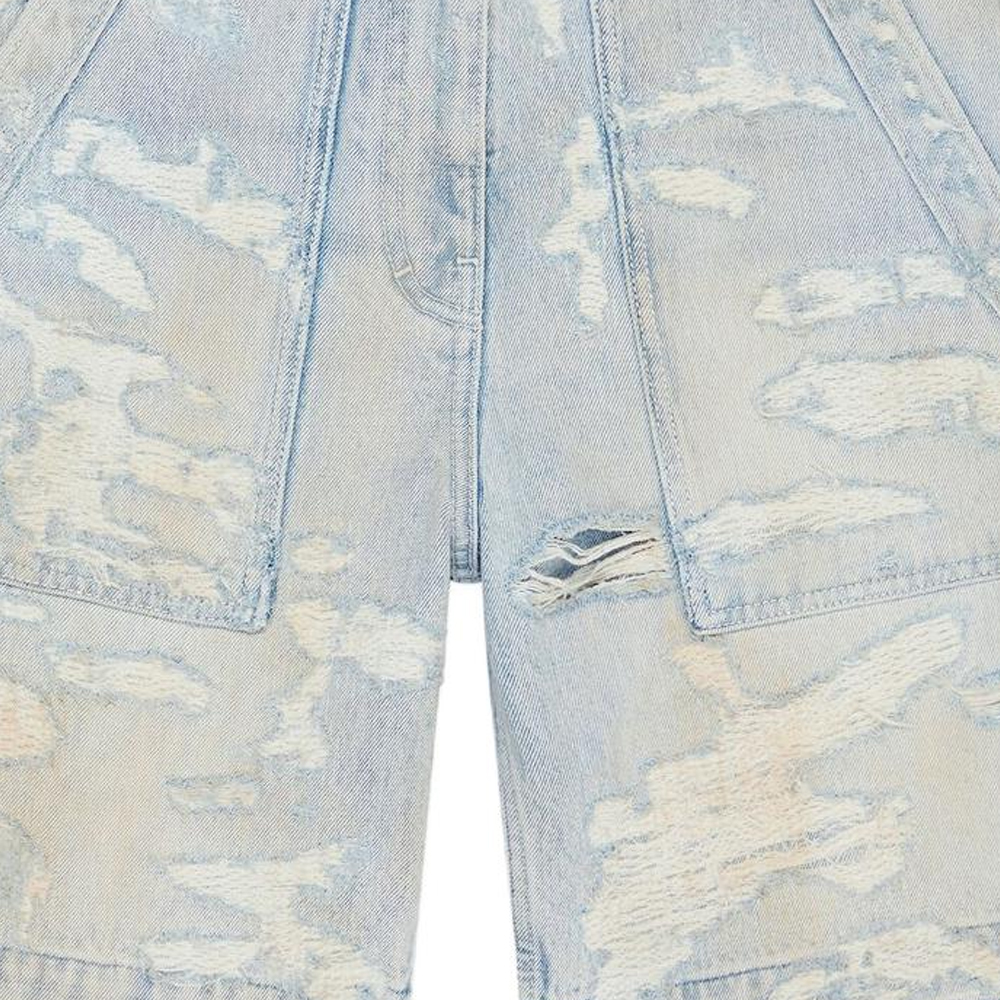 Sizing (W) ジバンシィ SS23 ディストレスト リップド デニムショーツ レディース ブルー. BW50YT5Y4N-452