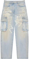 (Women) Givenchy SS23 Distressed Utility Pocket Denim Jeans Women Blue. BW50ZP5Y4N-452 (Women) Givenchy SS23 Distressed Utility Pocket Denim Jeans Women Blue. BW50ZP5Y4N-452