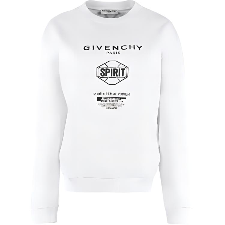 (Women) Givenchy SS23 Letter Cotton Long-Sleeve Sweatshirt White BW70013Z33-100