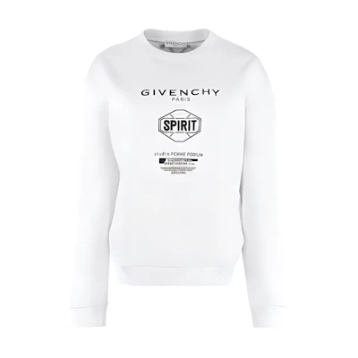 (Women) Givenchy SS23 Letter Cotton Long-Sleeve Sweatshirt White BW70013Z33-100