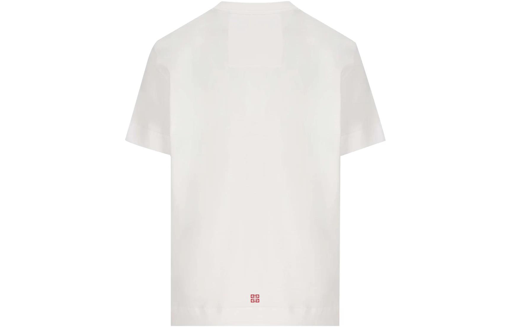 Lookbook (W) Givenchy SS23 標誌印花白色圓領T恤。 BW70BC3YAA-112