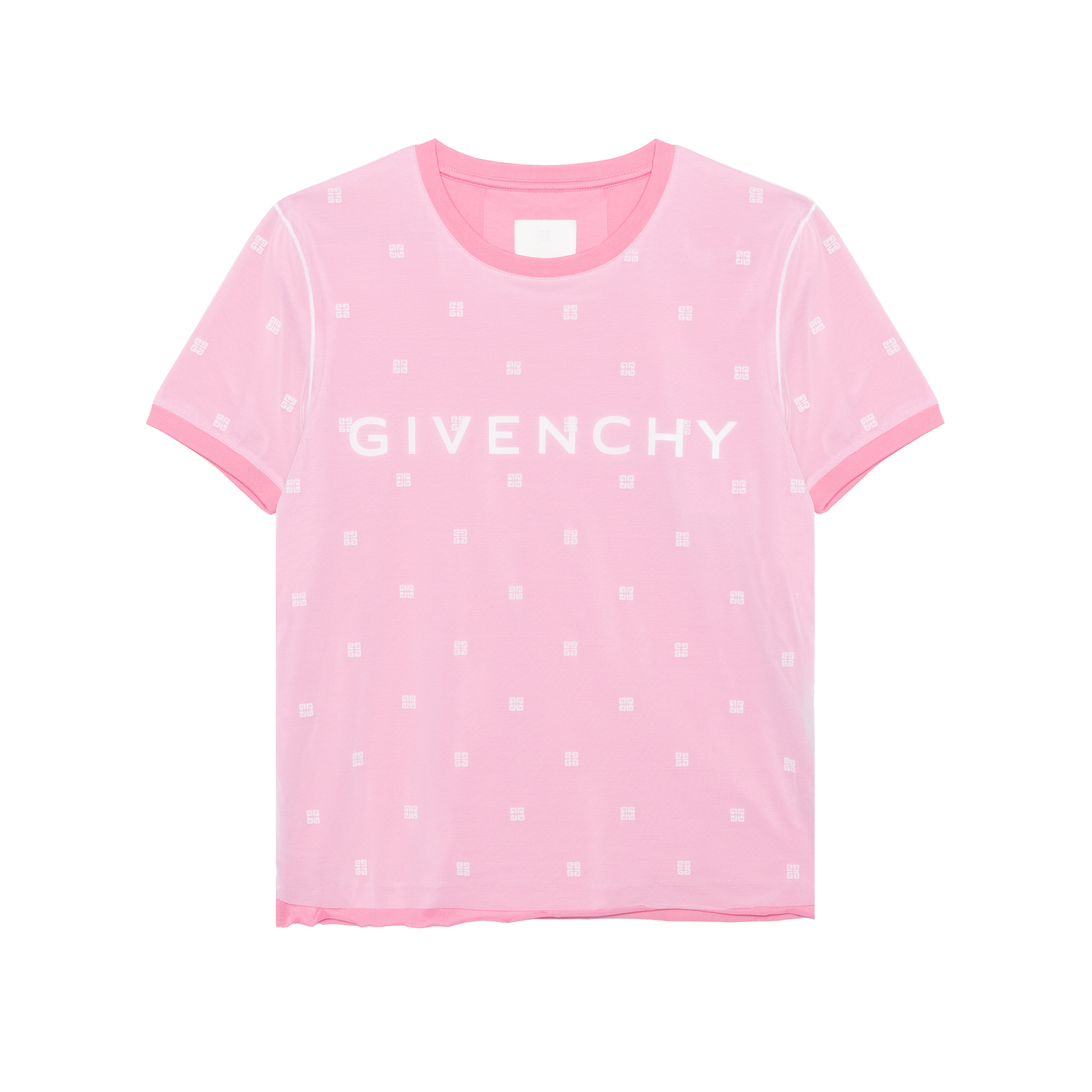 (Women) Givenchy SS23 Pink Logo Print Crewneck T-Shirt for Women. BW70CG3YDU-656