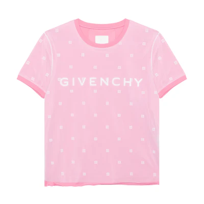 (Women) Givenchy SS23 Pink Logo Print Crewneck T-Shirt for Women. BW70CG3YDU-656