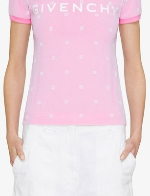 (W) 지방시 SS23 핑크 로고 프린트 여성용 크루넥 티셔츠. BW70CG3YDU-656 Sizing (W) 지방시 SS23 핑크 로고 프린트 여성용 크루넥 티셔츠. BW70CG3YDU-656