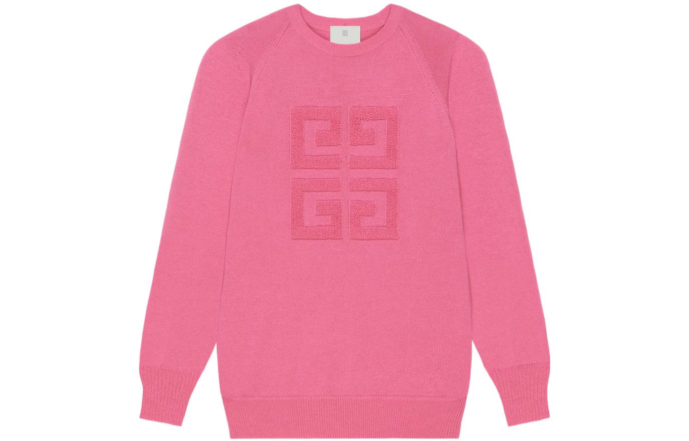 (Women) Givenchy SS23 Solid Logo Crewneck Pullover Sweater  Bright Pink. BW908N4ZEQ-670