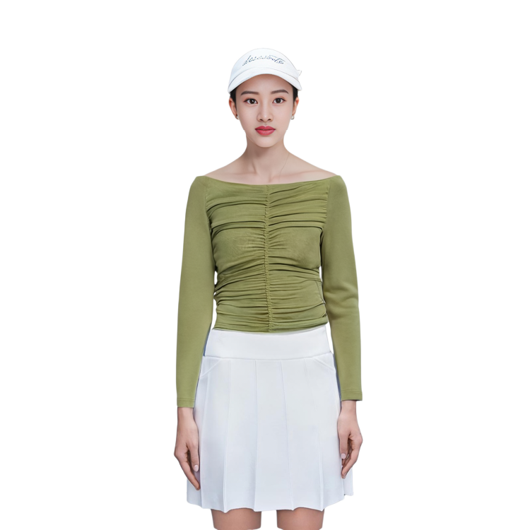 (Women) Givenchy SS23 Solid Pleated Backless Raglan Sleeve T-Shirt  Lime Green BW611Y30XK-339 圖 3