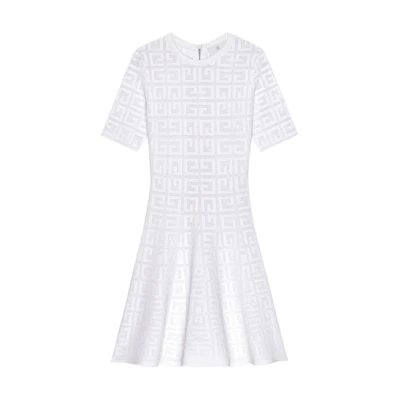 (Women) Givenchy SS23 White Jacquard Logo Short Sleeve Dress Women. BW21DJ4ZA4-100