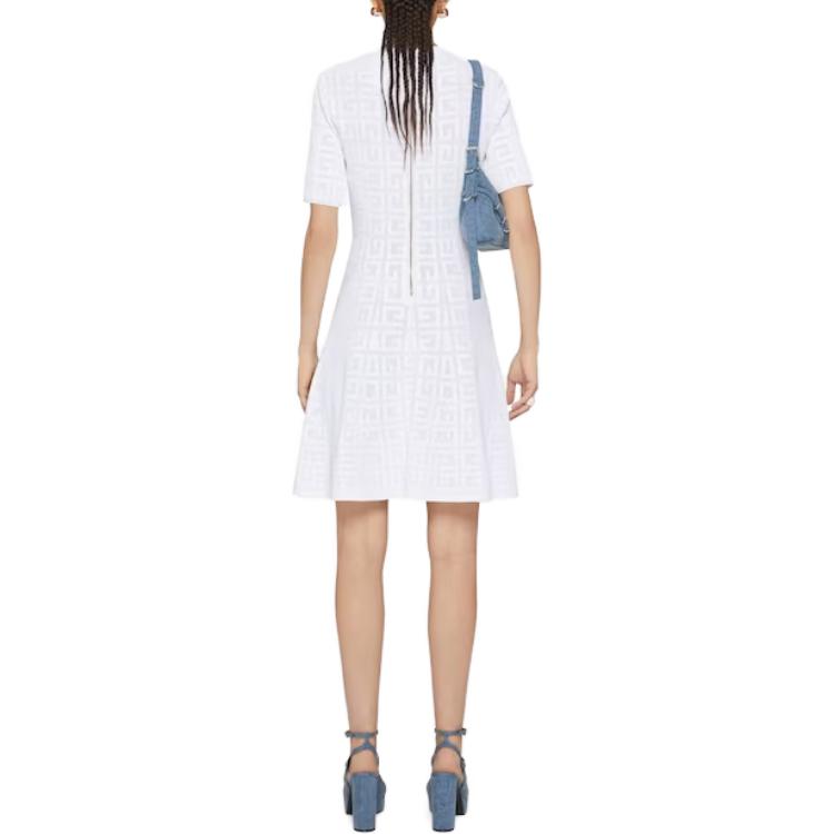 Shop (W) 纪梵希 SS23 白色提花短袖连衣裙 女款 BW21DJ4ZA4-100