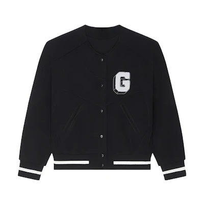 (Women) GIVENCHY SS24 Black Embroidered Letter G Bomber Jacket. BW00N44ZKF-001