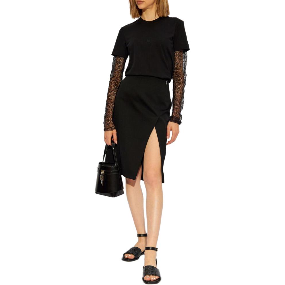 Lookbook (W) GIVENCHY SS24 黑色層次設計長袖圓領T恤 BW70C93YNL-001