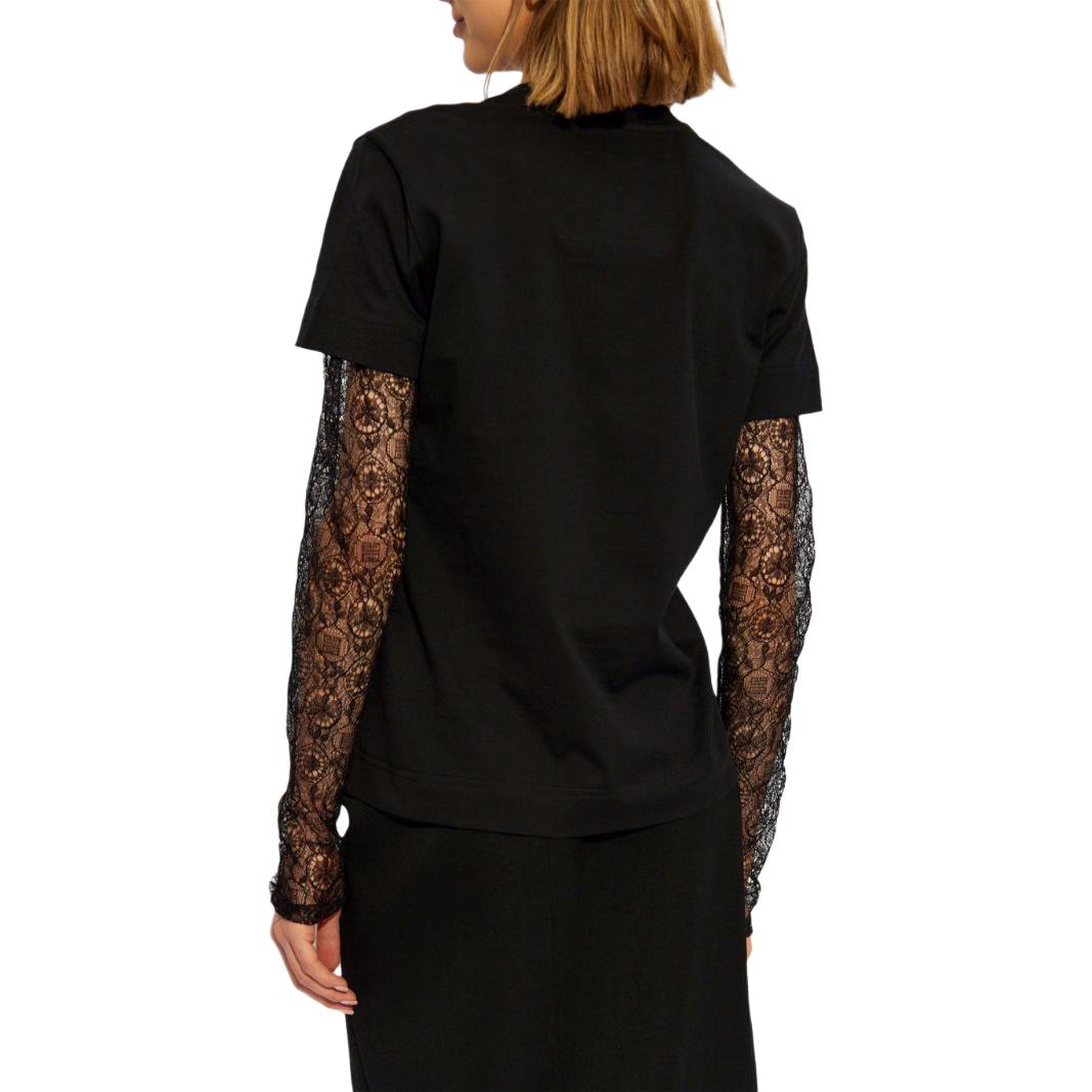 Shop (W) GIVENCHY SS24 黑色層次設計長袖圓領T恤 BW70C93YNL-001