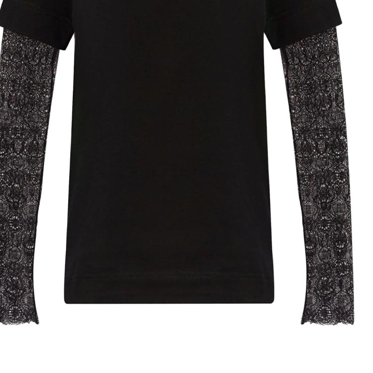 Cheap (W) GIVENCHY SS24 黑色層次設計長袖圓領T恤 BW70C93YNL-001