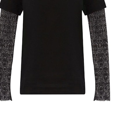 (W) GIVENCHY SS24 黑色層次設計長袖圓領T恤 BW70C93YNL-001 Cheap (W) GIVENCHY SS24 黑色層次設計長袖圓領T恤 BW70C93YNL-001