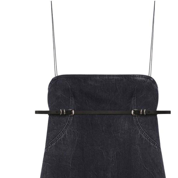 Sizing (W) ジバンシィ SS24 ブラック ミディスリップドレス ソリッドカラー ウエストジッパー付き BW221F5Y3P-001