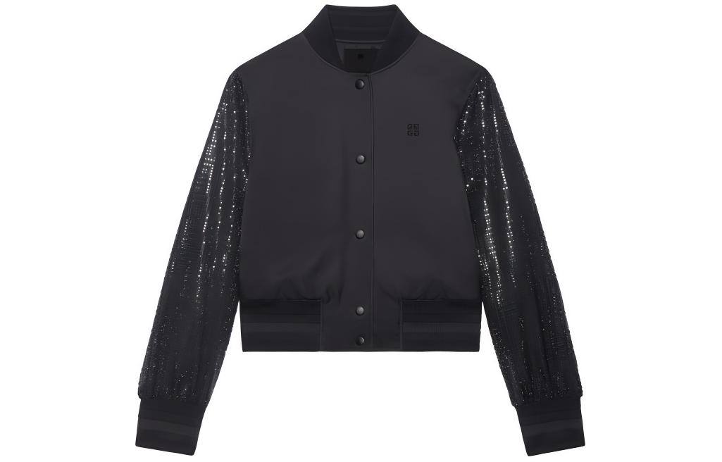 (Women) GIVENCHY SS24  Black Single-Breasted Jacket with Rhinestone Detail. BW00NK15AX-001