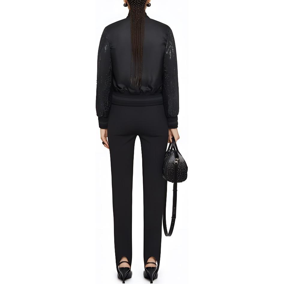 Shop (W) 지방시 SS24 블랙 크리스탈 장식 싱글 브레스트 자켓. BW00NK15AX-001