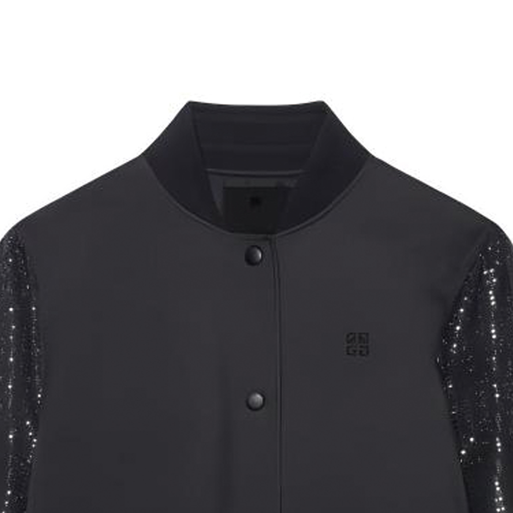 Details for (W) 지방시 SS24 블랙 크리스탈 장식 싱글 브레스트 자켓. BW00NK15AX-001