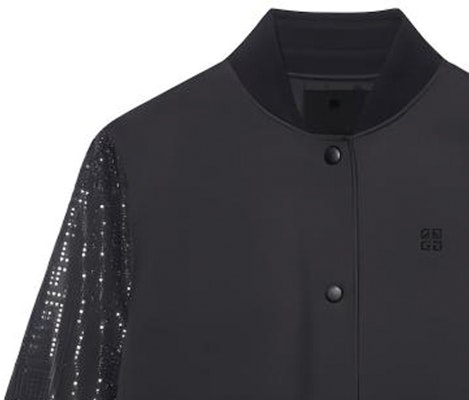 (W) 지방시 SS24 블랙 크리스탈 장식 싱글 브레스트 자켓. BW00NK15AX-001 Sizing (W) 지방시 SS24 블랙 크리스탈 장식 싱글 브레스트 자켓. BW00NK15AX-001