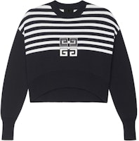 (Women) GIVENCHY SS24 Black Striped Logo Pattern Cropped Crewneck Sweatshirt. BW90PJ4ZL2-001 (Women) GIVENCHY SS24 Black Striped Logo Pattern Cropped Crewneck Sweatshirt. BW90PJ4ZL2-001