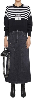 (W) GIVENCHY SS24 黑色條紋Logo圖案短版圓領長袖上衣。 BW90PJ4ZL2-001 Lookbook (W) GIVENCHY SS24 黑色條紋Logo圖案短版圓領長袖上衣。 BW90PJ4ZL2-001