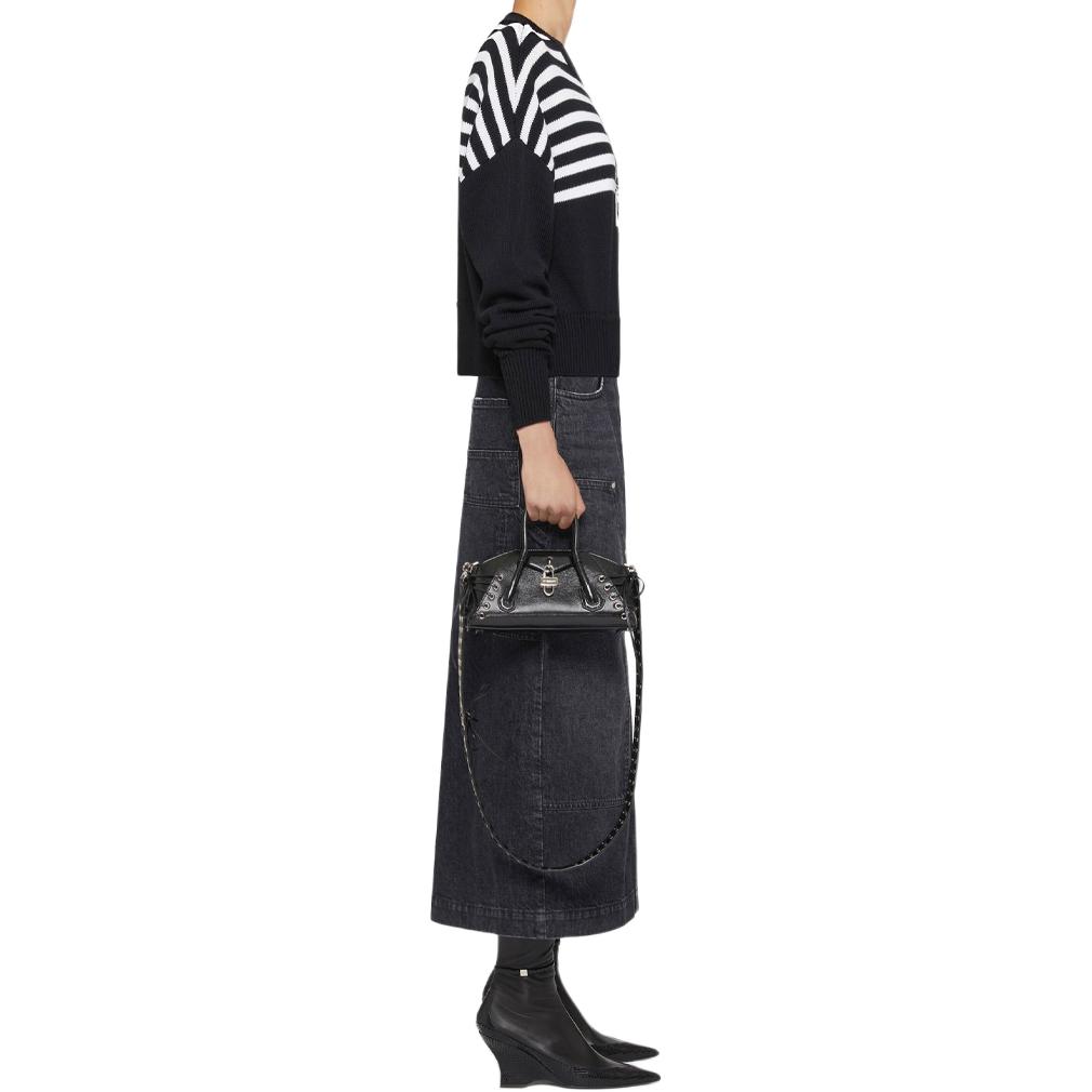 Purchase (W) GIVENCHY SS24 黑色條紋Logo圖案短版圓領長袖上衣。 BW90PJ4ZL2-001