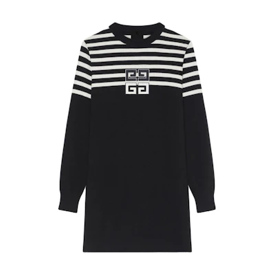 (Women) Givenchy SS24 Colorblock Striped Black Crop Long Sleeve Dress. BW21XU4ZL1-001