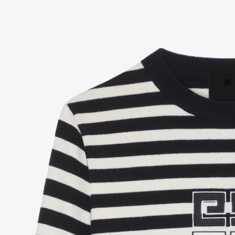 Details for (W) 纪梵希SS24拼色条纹黑色长袖短款连衣裙 BW21XU4ZL1-001