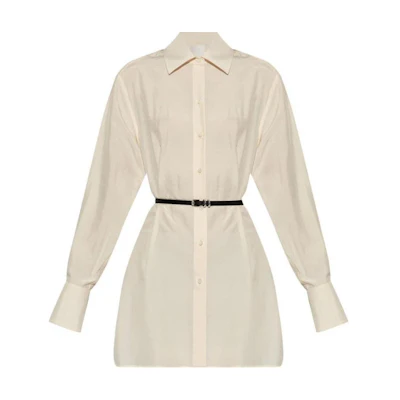 (Women) GIVENCHY SS24 Long Sleeve Shirt with Detachable Belt Off-White. BW61A015J0