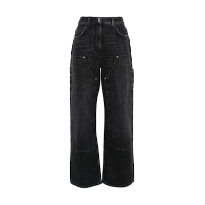 (Women) GIVENCHY SS24 Faded High-Waist Zipper Straight-Leg Jeans Women’s Black BW513G5Y7E-011