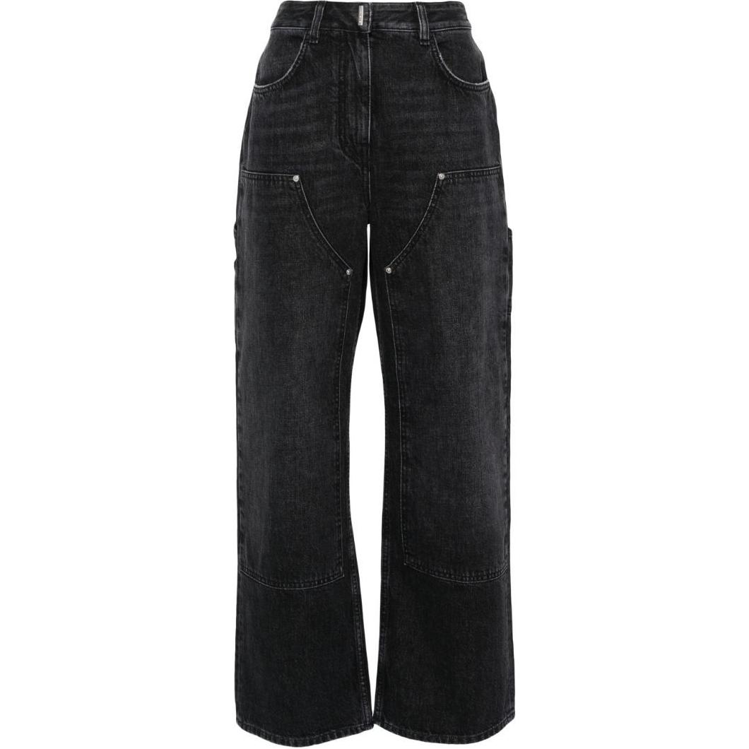 Order (W) GIVENCHY SS24 Jeans Hitam Wanita High-Waist Zipper Straight-Leg Faded BW513G5Y7E-011