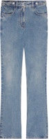 (Women) Givenchy SS24 Flared Mid-Rise Jeans with Metal Logo Accent Women’s - Blue BW51145Y9N-420 (Women) Givenchy SS24 Flared Mid-Rise Jeans with Metal Logo Accent Women’s - Blue BW51145Y9N-420