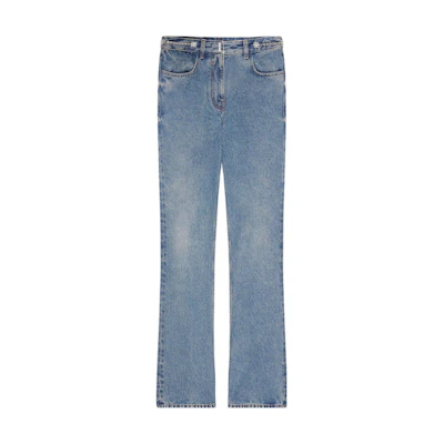 (Women) Givenchy SS24 Flared Mid-Rise Jeans with Metal Logo Accent Women’s - Blue BW51145Y9N-420