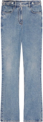 (W) Givenchy SS24 Jeans Flared Mid-Rise Aksen Logo Metal Wanita - Biru. BW51145Y9N-420 Order (W) Givenchy SS24 Jeans Flared Mid-Rise Aksen Logo Metal Wanita - Biru. BW51145Y9N-420