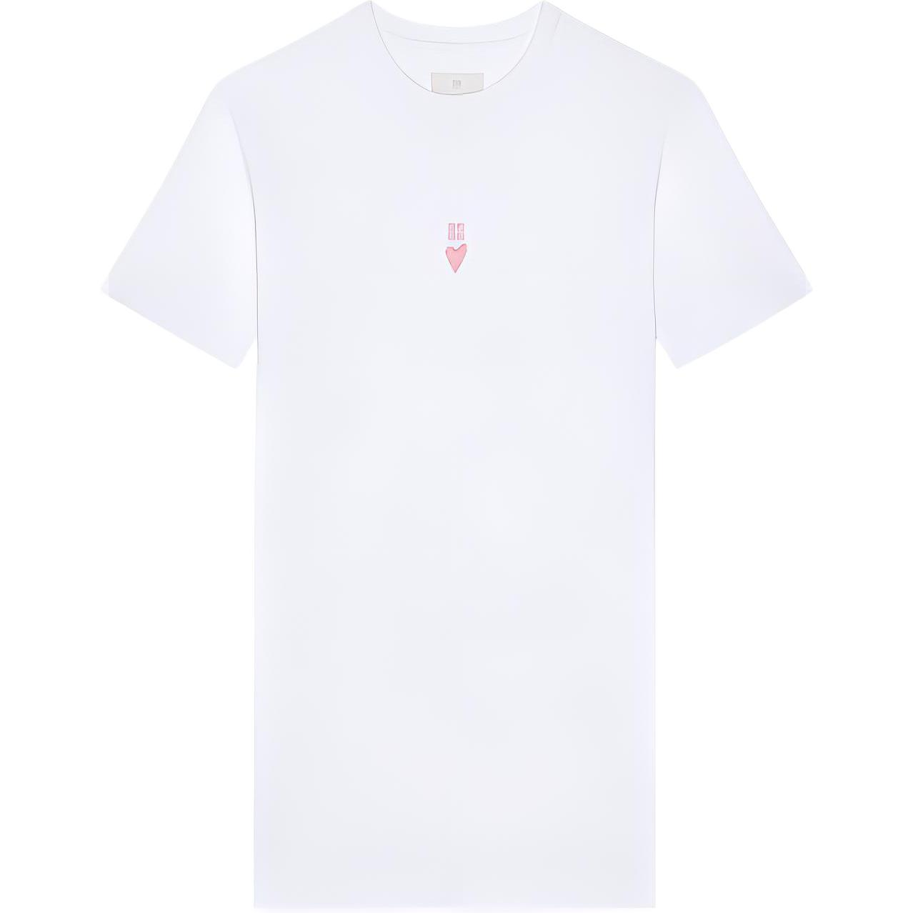 (Women) Givenchy SS24 Heart Logo Embroidered Short Sleeve Mini Dress Women White BW20AH3YEH-149