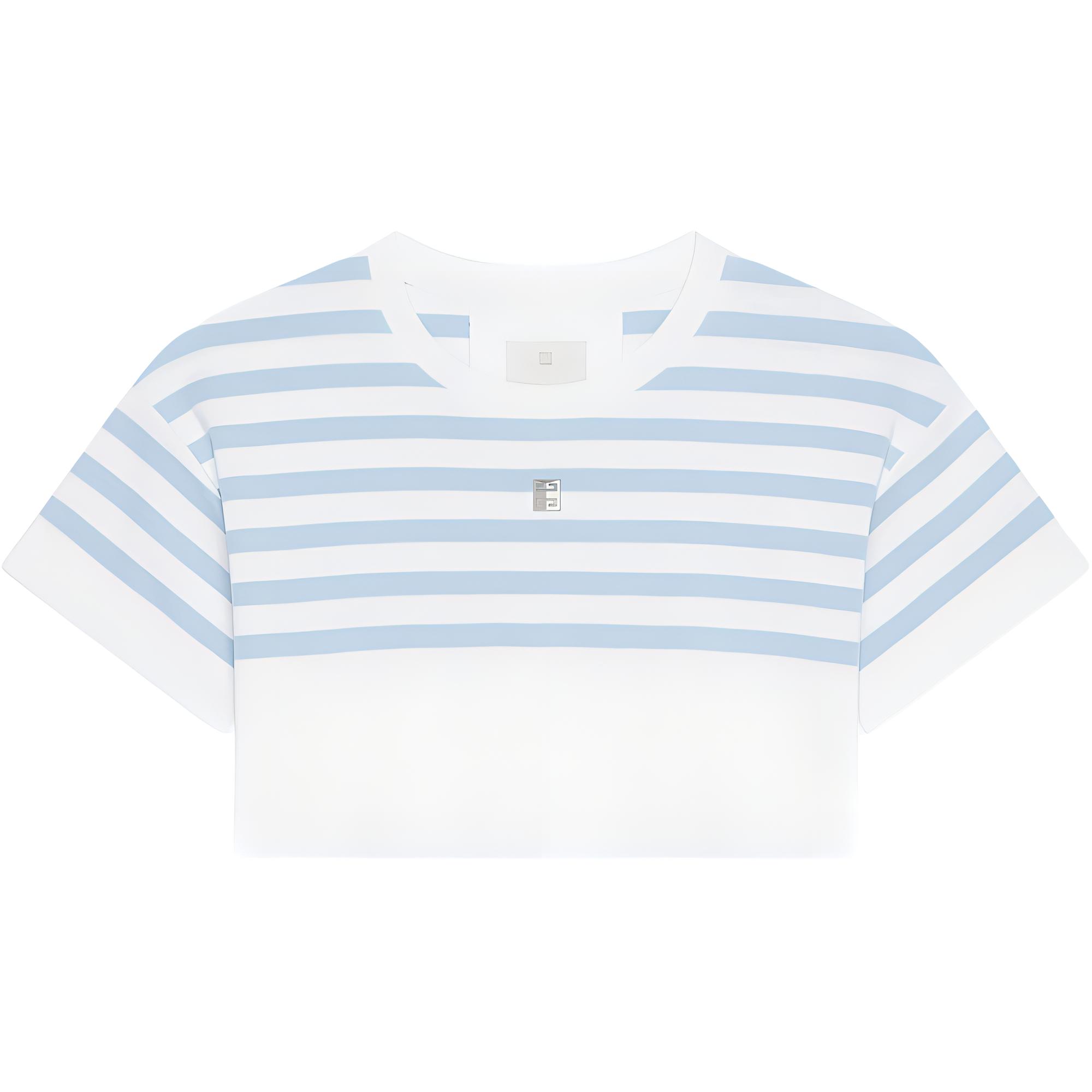 (Women) GIVENCHY Striped Colorblock Short Sleeve Crewneck T-Shirt Women White BW70EF3YNG-128