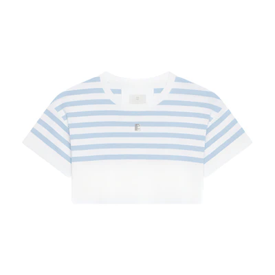 (Women) GIVENCHY Striped Colorblock Short Sleeve Crewneck T-Shirt Women White BW70EF3YNG-128