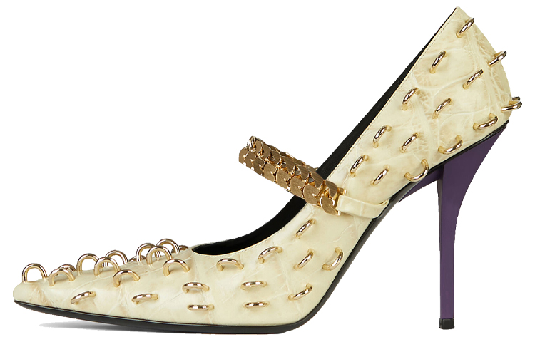(W) Givenchy Studded Metallic Leather High Heels 'Beige'